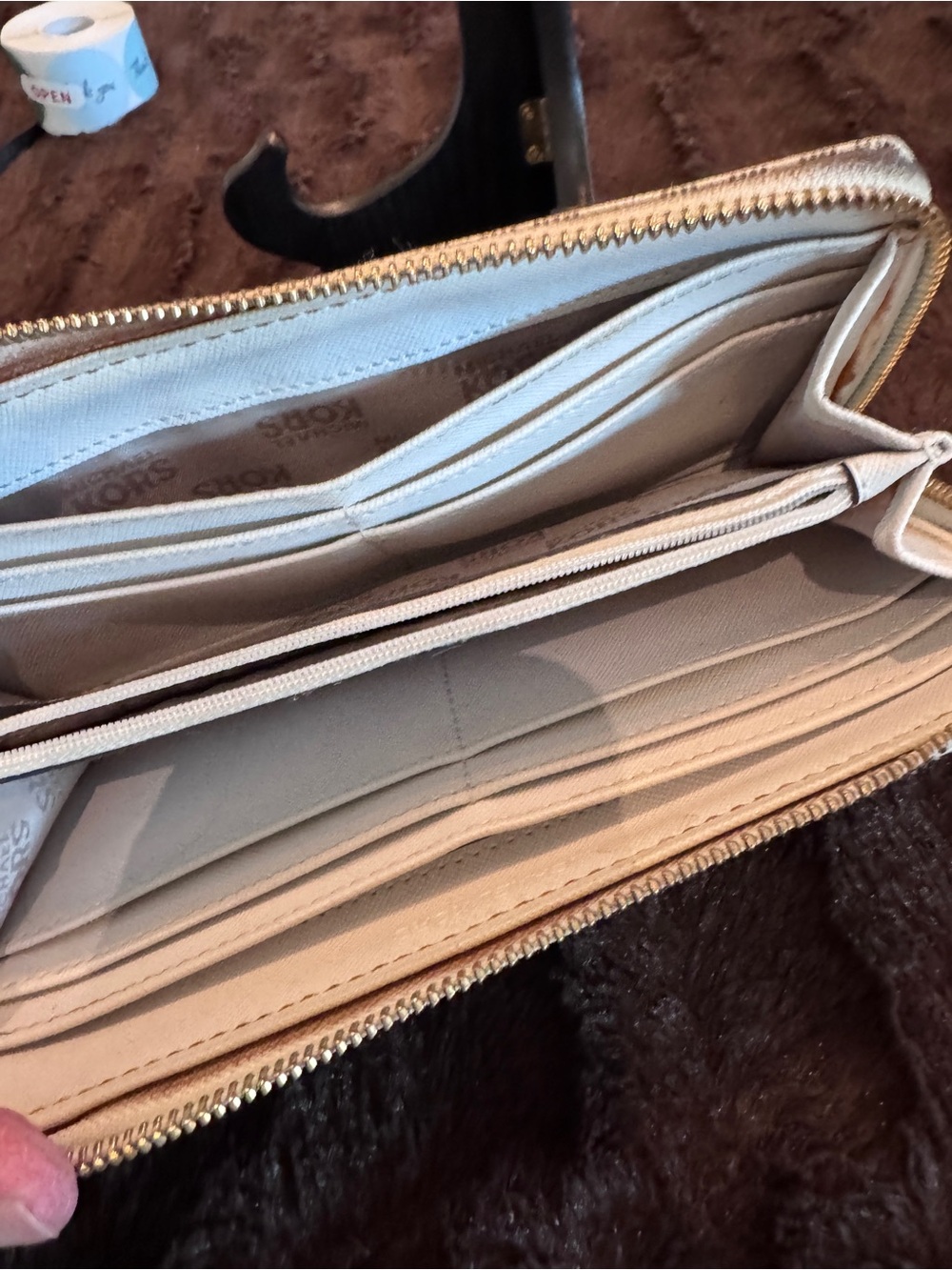 Michael Kors Beige and Gold MK Logo Zip Wallet - Picture 11 of 11